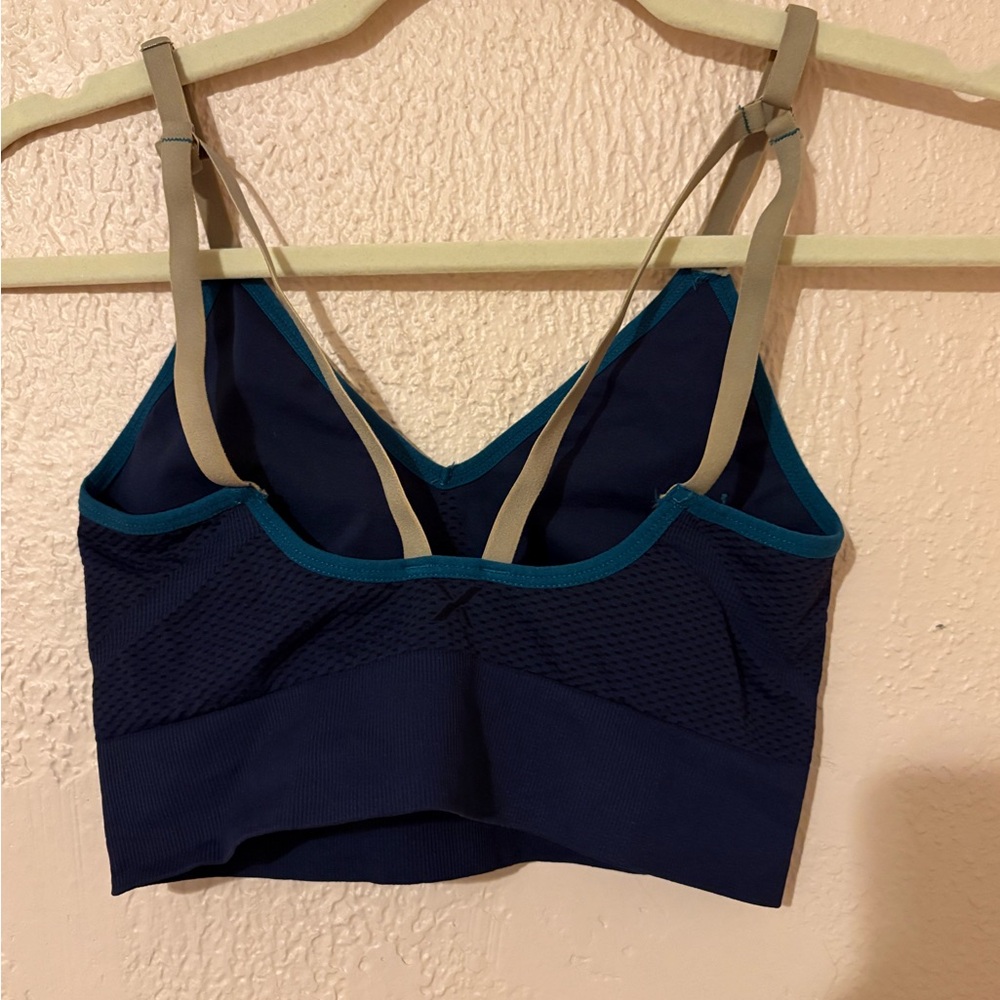 knix Navy Bralette with Teal Trim and Tan Straps - Picture 2 of 3